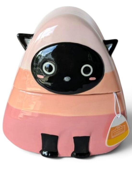 10 Strawberry Street Other - 10 Strawberry Street Halloween Pink Candy Corn Cat Cookie Jar Canister 8.5" NWT